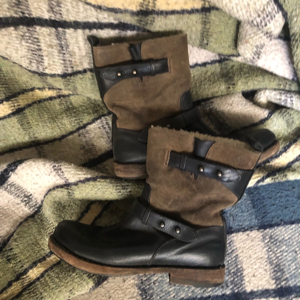 Rag and bone biker boots Sherpa lined